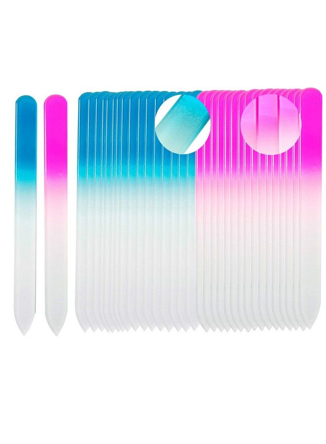SIUSIO 40 Pack Professional Czech Crystal Glass Nail Files Double Sided Etched Surface Files Gradient Rainbow Color For Acrylic Nail Emery Boards & Buffer (Pink&Blue) - Image 1