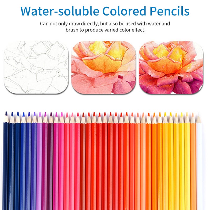 H&B Colors Pencils Set 121PCS Professional Art Supplies 72 Professional Water-color Pencils Metallic Colored Pencils Sharpener Sketch Painting Tools for Students Kids Home Party Decoration DIY - Image 5