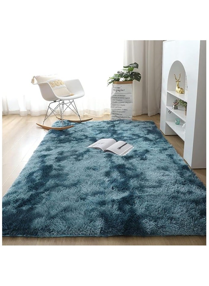 COMFY SOFT & FLUFFY ANTI SKID BEDROOM/LIVING ROOM CARPET 160 X 210 CM BLUE 1