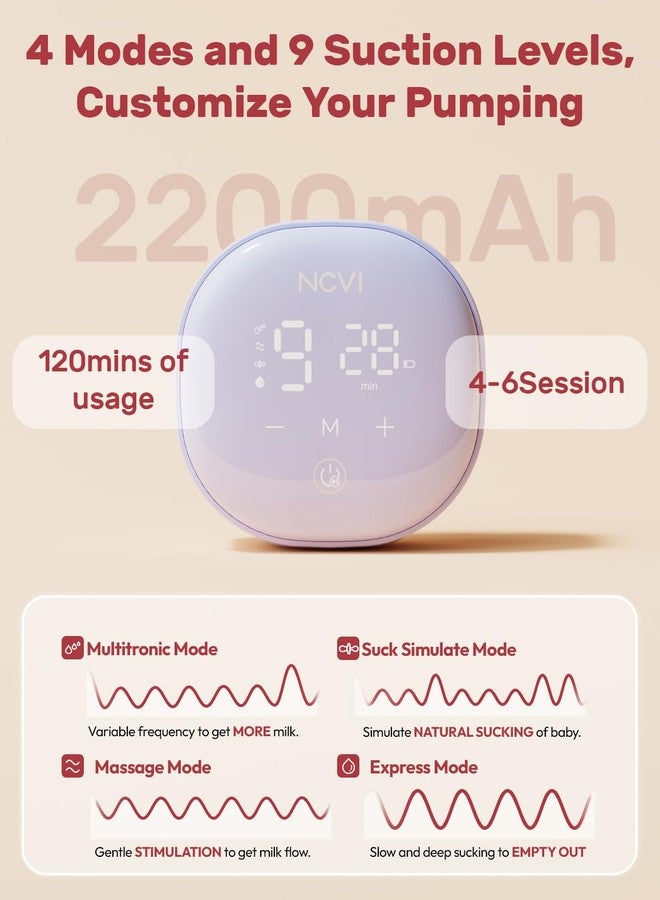 NCVI مضخة ثدي قابلة للارتداء NCVI بدون استخدام اليدين مع فلانج 21/24 مم، مضخة رضاعة محمولة مع مشبك موتور للسفر والعمل مزودة بأكواب جمع مضادة للتسرب من الجيل الثالث (حجم مناسب للسفر) - Image 3