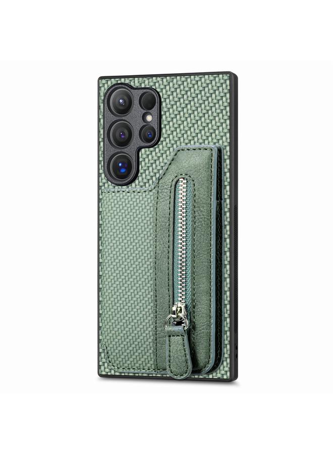 S-TOP Case For Samsung Galaxy S24 Ultra 5G Carbon Fiber Horizontal Flip Zipper Wallet Phone Case - Image 1
