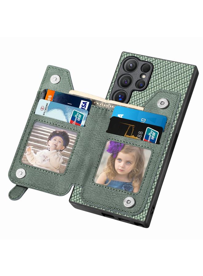 S-TOP Case For Samsung Galaxy S24 Ultra 5G Carbon Fiber Horizontal Flip Zipper Wallet Phone Case - Image 3