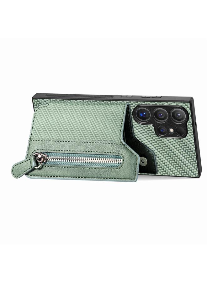 S-TOP Case For Samsung Galaxy S24 Ultra 5G Carbon Fiber Horizontal Flip Zipper Wallet Phone Case - Image 2
