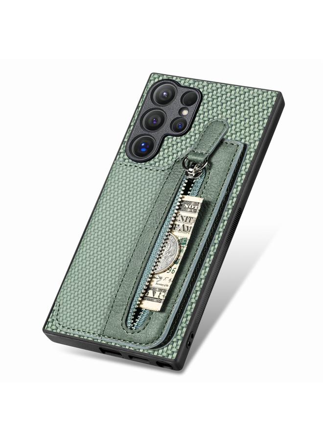 S-TOP Case For Samsung Galaxy S24 Ultra 5G Carbon Fiber Horizontal Flip Zipper Wallet Phone Case - Image 4