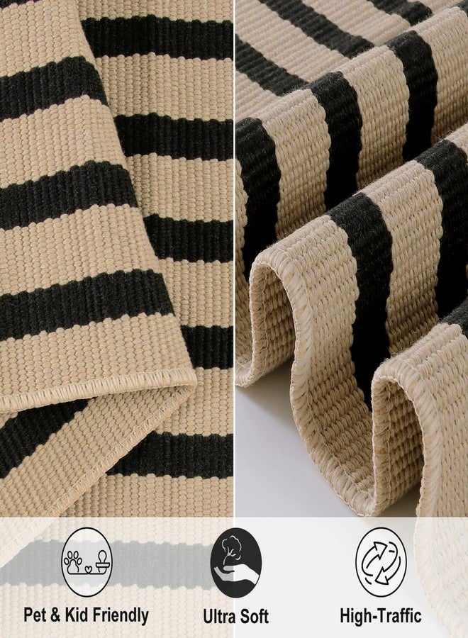 LEEVAN Door Mat Outside Entrance Washable Welcome Mat Black and White Outdoor Rug Farmhouse Front Porch Mats Outside Striped Layered Front Doormat for Porch/Entryway - Image 5