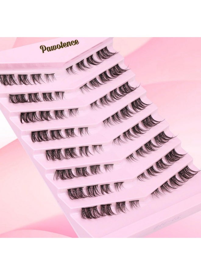 Pawotence - Lash Clusters Cat Eye Lashes Wispy Eyelash Cluster Lashes C Curl Cat Eye Natural Diy Eyelash Extension Individual Lashes Fluffy Soft Thin Band Lash Extension - Image 1