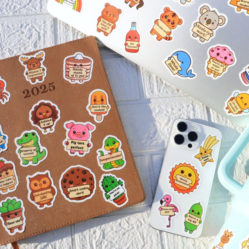 Debinolo 200PCS Punny Affirmation Stickers for Adult and Kids - Positive Animal, Fruit, Cute Sticker Pack Cute Inspirational for Water Bottles, Laptops, Phones, Motivational Quote Classroom - Image 3