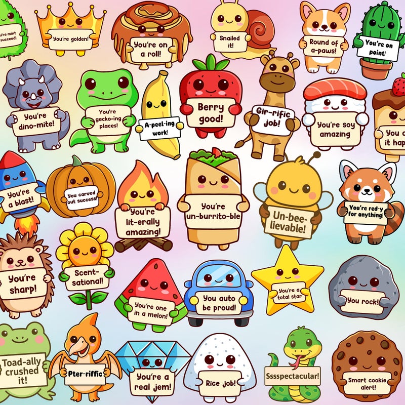 Debinolo 200PCS Punny Affirmation Stickers for Adult and Kids - Positive Animal, Fruit, Cute Sticker Pack Cute Inspirational for Water Bottles, Laptops, Phones, Motivational Quote Classroom - Image 4