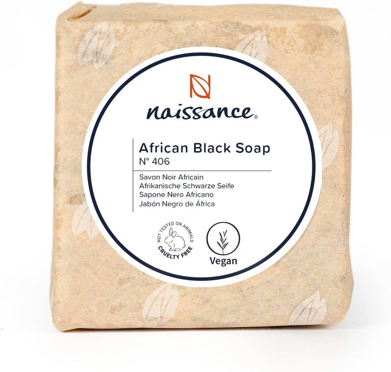 Naissance Authentic African Black Soap No 406 100g Natural Cleansing for Skin Hands Body