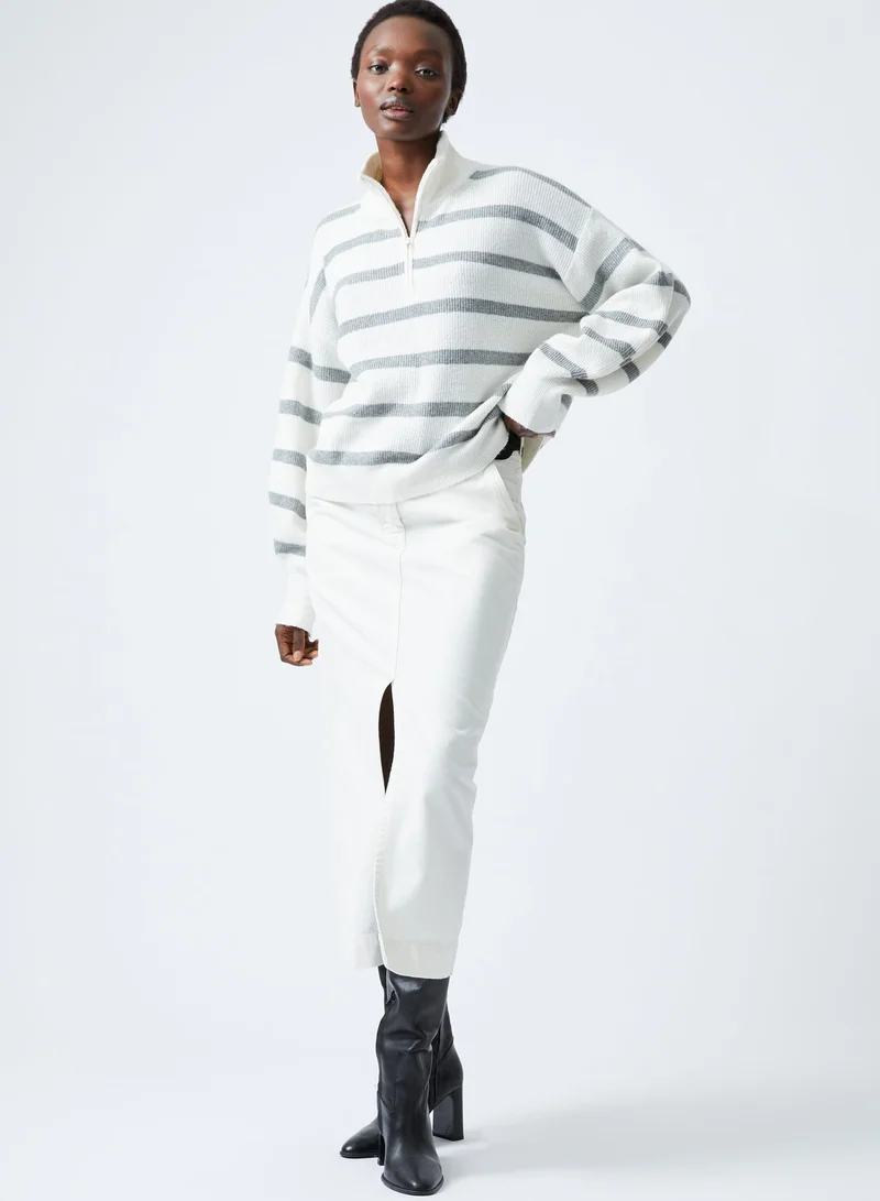 French Connection Winter White/Marine Lilly Mozart Crew Neck Jumper for Women | Best Price UAE