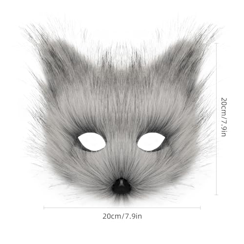 hbbhml Animal Fox Wolf Mask Halloween Party Cosplay Costumes Props Plush Cat Half Face Masks Carnival Christmas Masquerade - Image 3