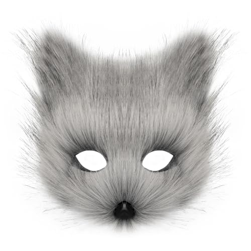 hbbhml Animal Fox Wolf Mask Halloween Party Cosplay Costumes Props Plush Cat Half Face Masks Carnival Christmas Masquerade - Image 1