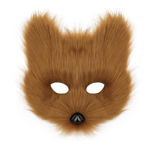 hbbhml Animal Fox Wolf Mask Halloween Party Cosplay Costumes Props Plush Cat Half Face Masks Carnival Christmas Masquerade - Image 5