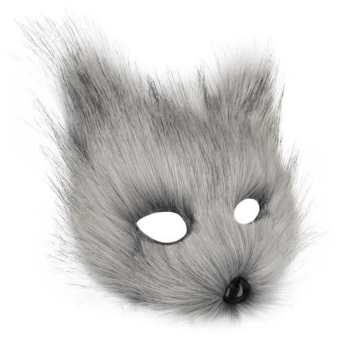 hbbhml Animal Fox Wolf Mask Halloween Party Cosplay Costumes Props Plush Cat Half Face Masks Carnival Christmas Masquerade - Image 4