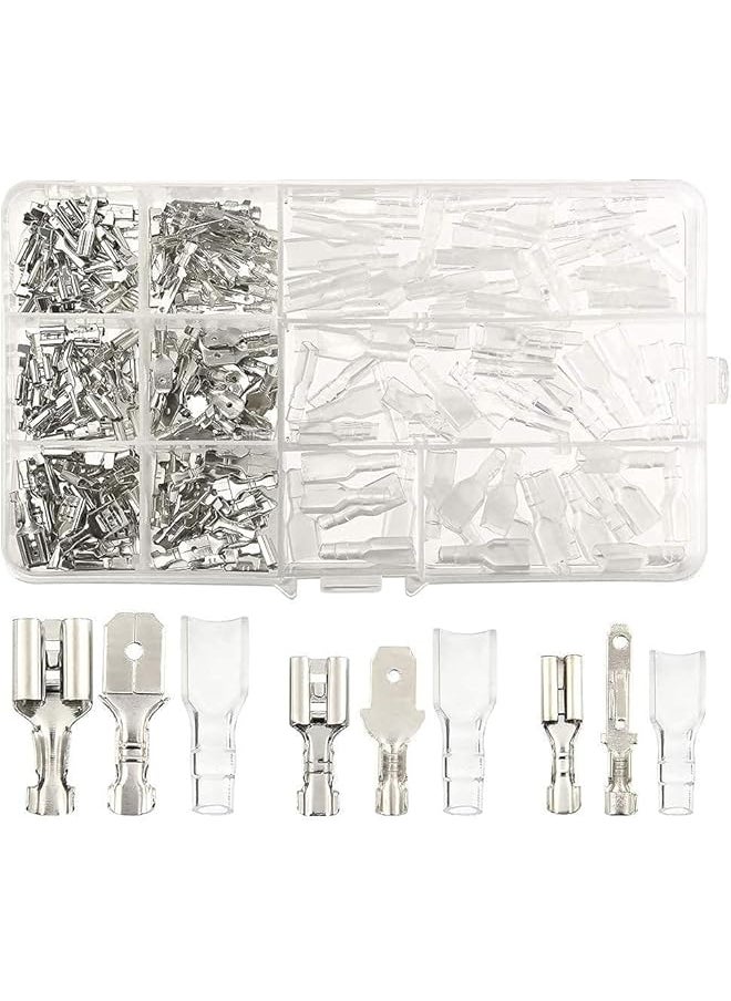 PROMASS promass 270 Pieces Quick Connector Male Bus Spade Connector Crimp Terminal Assortment Kit, 2.8/4.8/6.3mm Spade Quick Disconnect Connector Kit for Electrical Wiring Car Audio Speakers 