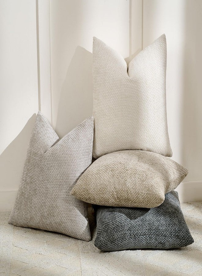 Volcanics Boho Throw Pillow Covers 20x20 Set of 4, Neutral Chenille Decorative Cushion Covers for Couch, Sofa, Bedroom, Living Room, Farmhouse & Mid-Century Modern Home Decor - Image 2