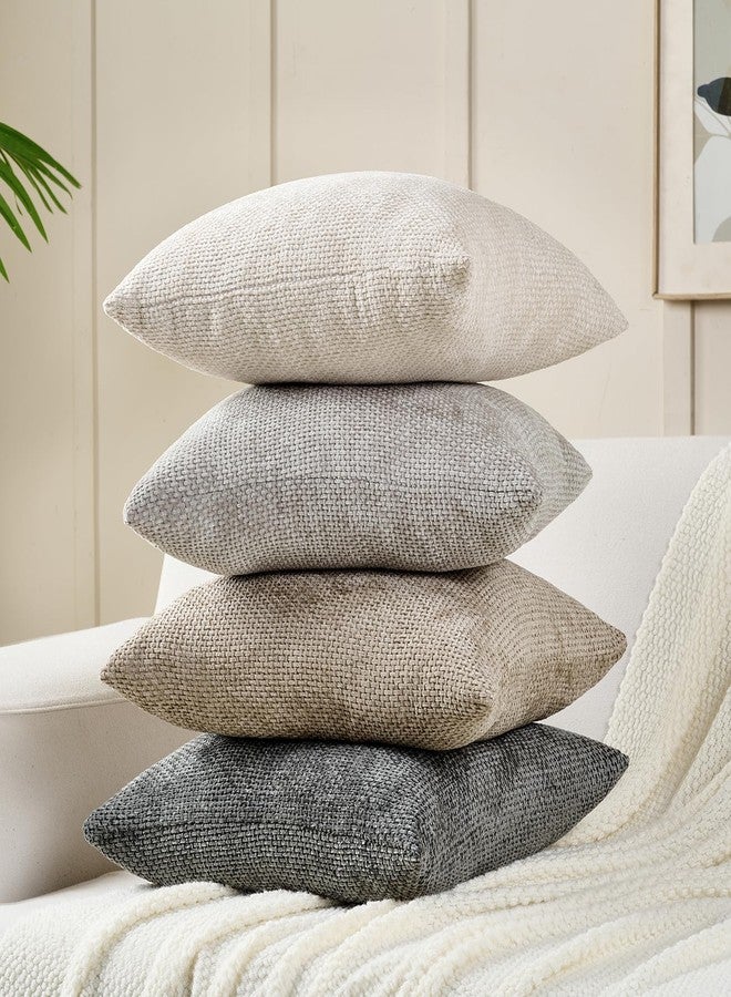Volcanics Boho Throw Pillow Covers 20x20 Set of 4, Neutral Chenille Decorative Cushion Covers for Couch, Sofa, Bedroom, Living Room, Farmhouse & Mid-Century Modern Home Decor - Image 5