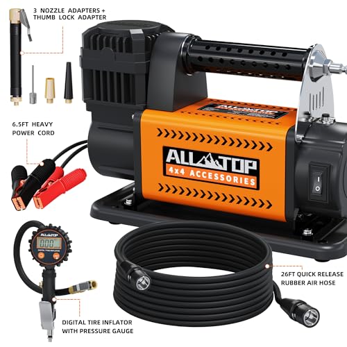 ALL-TOP Air Compressor with Digital Pressure Gauge Tire Inflator Kit, 12V Portable Inflator 7.06ft³/Min, Offroad Air Pump for Truck Tires, Heavy Duty Max 150 PSI for 4x4 Vehicle & RV - Image 2