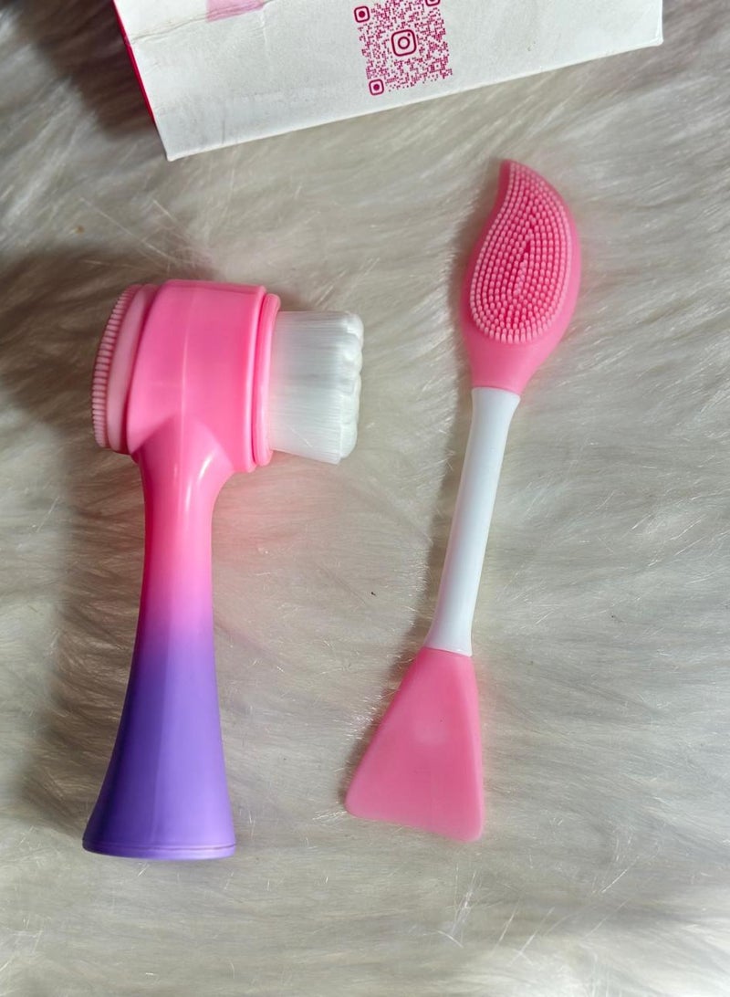 Generic maya accessories face Brush - Manual Facial Cleansing, 1Pcs Double Side Skin Care Facial Cleaning Brush,with Silicone Face Mask Brush And Mud Mask Applicator (2PCS) - Image 1