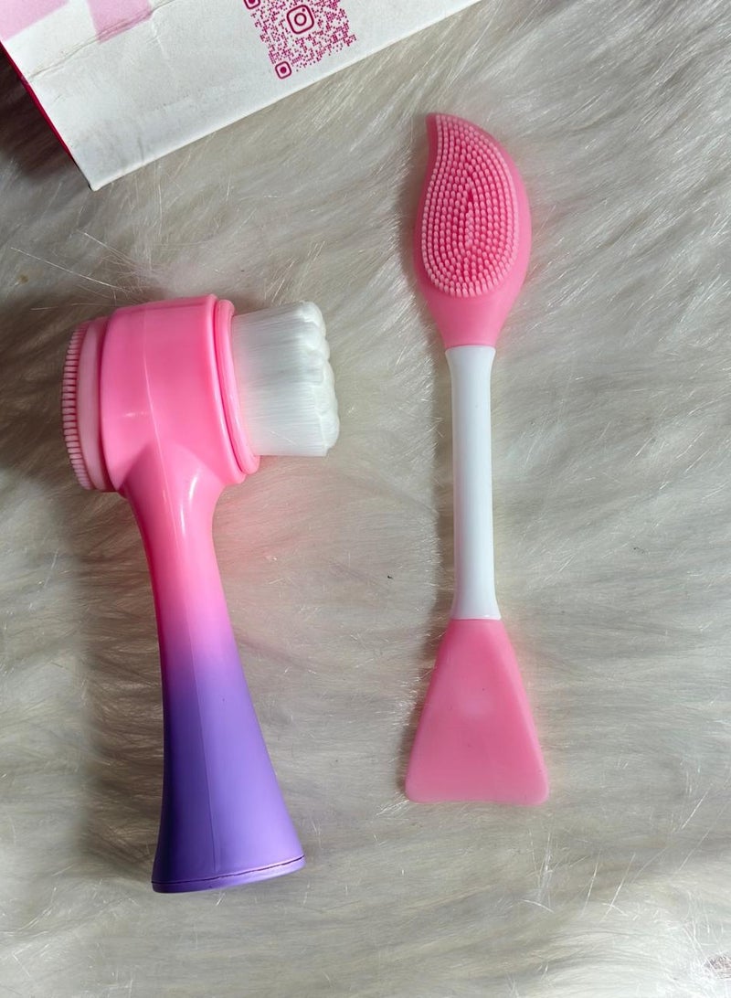 Generic maya accessories face Brush - Manual Facial Cleansing, 1Pcs Double Side Skin Care Facial Cleaning Brush,with Silicone Face Mask Brush And Mud Mask Applicator (2PCS) - Image 2