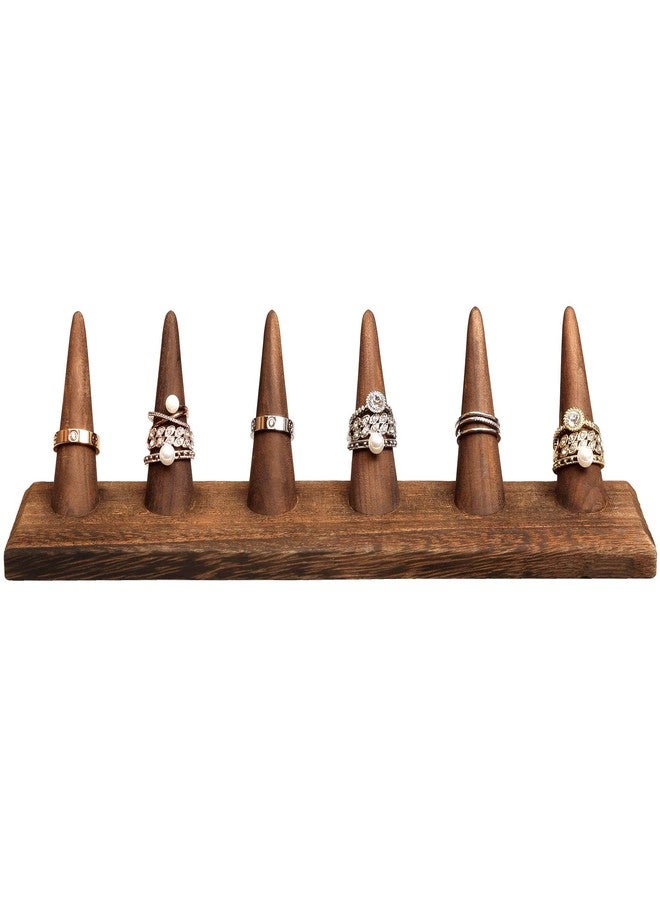 MOOCA 2 Pcs Set Finger Ring Stand Jewelry Display Holder Showcase Display Stands 11 x 2 1/4 x 2 3/4 in, Brown Color - Image 4