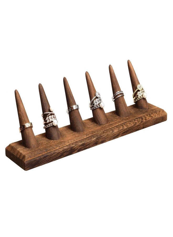 MOOCA 2 Pcs Set Finger Ring Stand Jewelry Display Holder Showcase Display Stands 11 x 2 1/4 x 2 3/4 in, Brown Color - Image 3