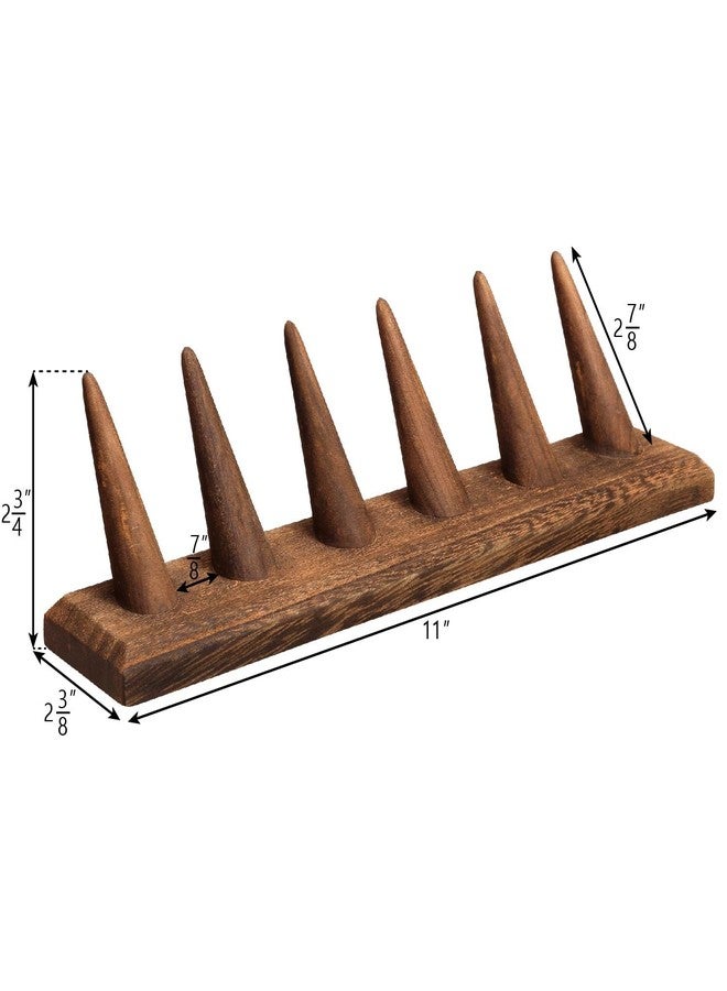 MOOCA 2 Pcs Set Finger Ring Stand Jewelry Display Holder Showcase Display Stands 11 x 2 1/4 x 2 3/4 in, Brown Color - Image 2