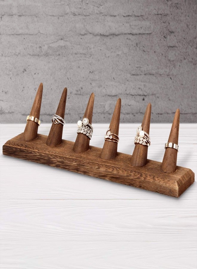 MOOCA 2 Pcs Set Finger Ring Stand Jewelry Display Holder Showcase Display Stands 11 x 2 1/4 x 2 3/4 in, Brown Color - Image 5