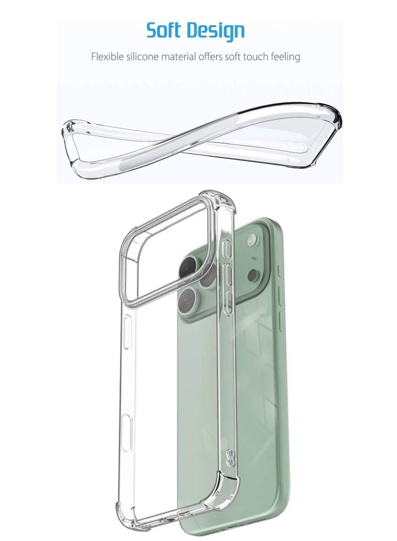 For Apple iPhone 17 Pro Max - Ultra Clear Flexible Shockproof Silicone  Back Cover With Raised Edge Bumps Protection - Transparent - Image 3