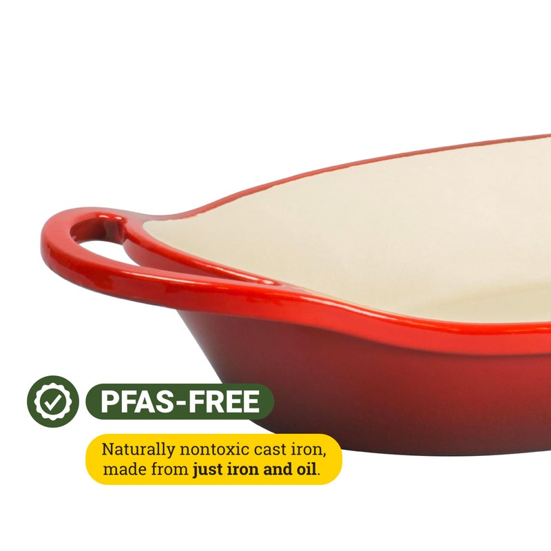 Lodge 2 Quart Enameled Cast Iron Oval Caserole â€“ Dual Handles â€“ Oven Safe up to 500Â° F or on Stovetop - Use to Marinate, Cook, Bake, Refrigerate and Serve â€“ Red - Image 3