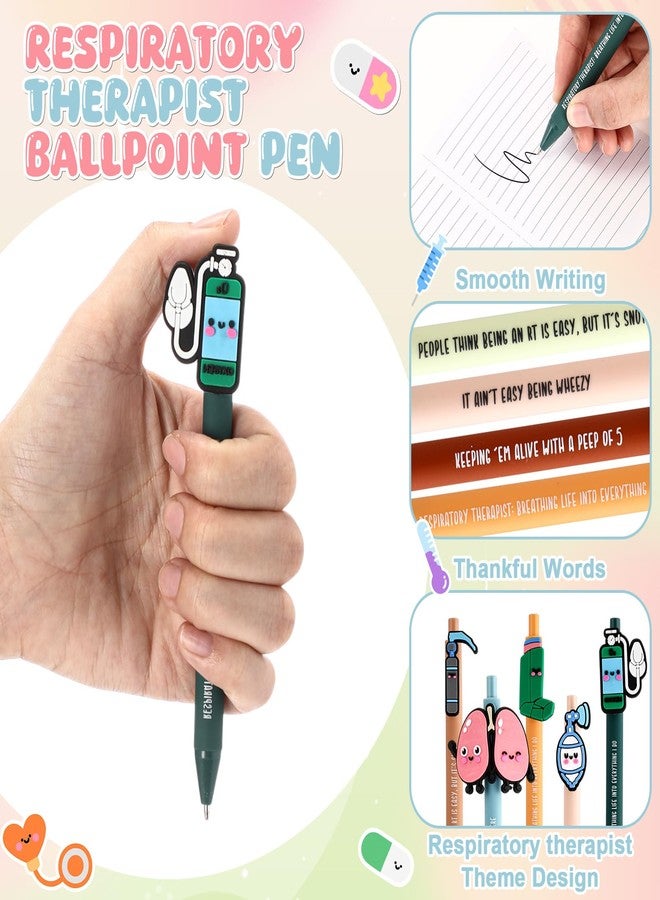 Yexiya 60 Pcs Nurse Appreciation Week Gift Respiratory Therapist Gift Funny Ballpoint Pen Bulk Lung Inhaler Ventilator Retractable Pen for Nurse Cna Graduation Respiratory Office Rt Nursing Doctor - Image 3