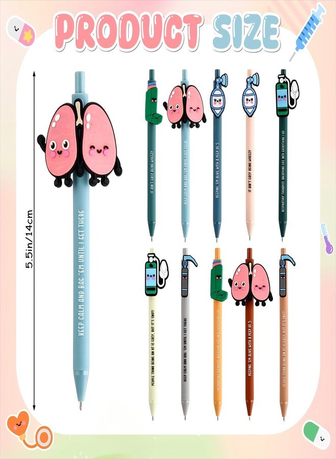 Yexiya 60 Pcs Nurse Appreciation Week Gift Respiratory Therapist Gift Funny Ballpoint Pen Bulk Lung Inhaler Ventilator Retractable Pen for Nurse Cna Graduation Respiratory Office Rt Nursing Doctor - Image 2