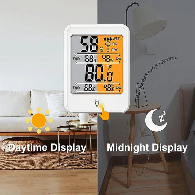 Large Size LCD Digital Thermometer Hygrometer Indoor Room Temperature Humidity Meter Sensor Gauge(MC41-White-Backlight) - Image 4