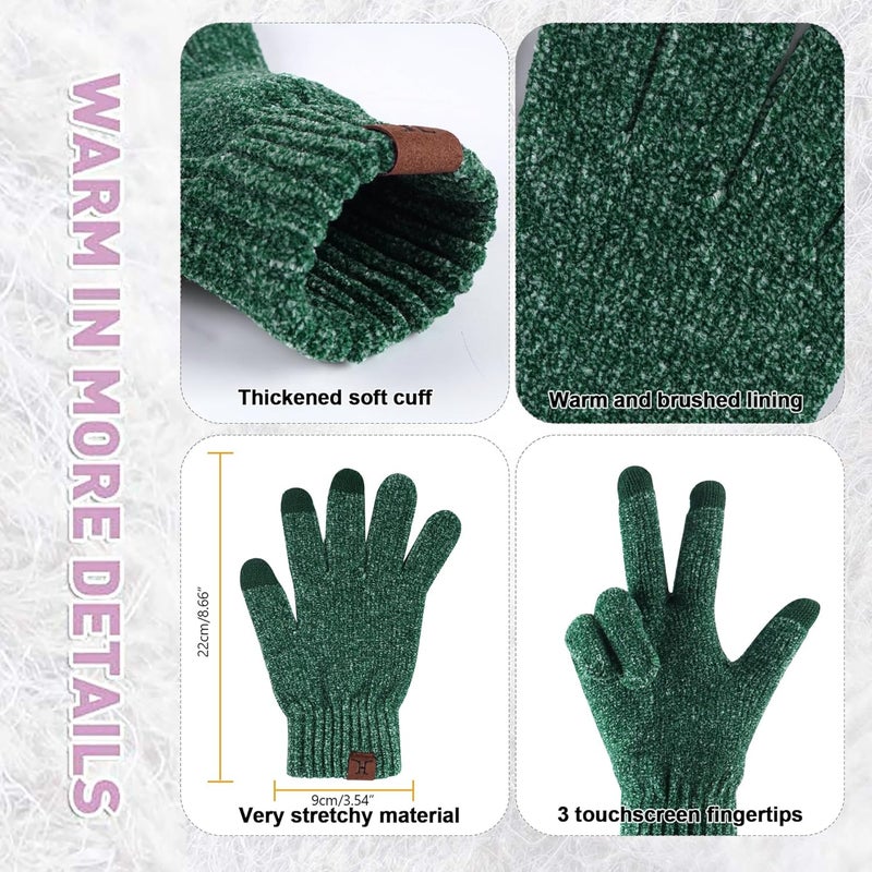 AQOTHES Womens Winter Knit Warm Hat Beanie Long Scarf Touch Screen Gloves Set Skull Caps Neck Scarves for Women - Image 4