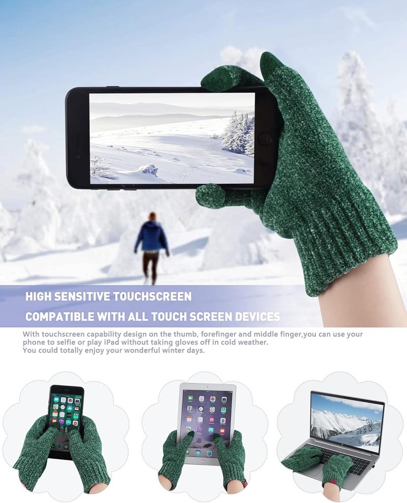 AQOTHES Womens Winter Knit Warm Hat Beanie Long Scarf Touch Screen Gloves Set Skull Caps Neck Scarves for Women - Image 3
