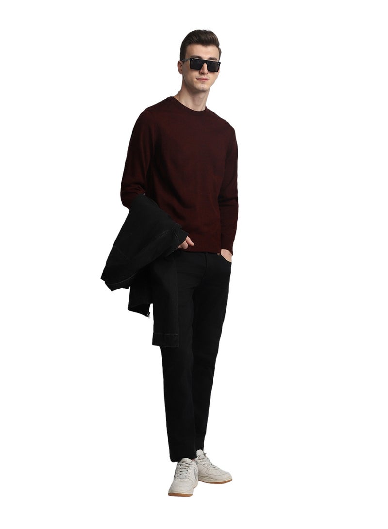 Dennis Lingo Maroon Regular Fit Sweater for Men - 100% Acrylic, Solid, Crew Neck, Full Sleeves, Casual  - Image 1