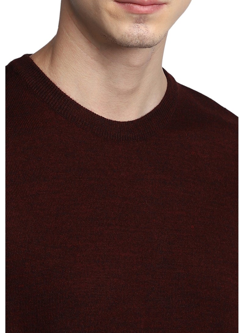 Dennis Lingo Maroon Regular Fit Sweater for Men - 100% Acrylic, Solid, Crew Neck, Full Sleeves, Casual  - Image 5
