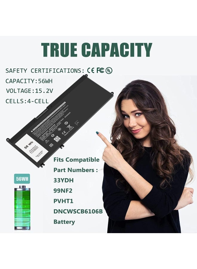 Terabyte 56WH 33YDH Laptop Battery Compatible for Dell Inspiron 17 7000 7779 7778 7786 7773 2-in-1 15 7577 G3 15 3579 17 3779 G5 15 5587 G7 15 7588 Latitude 13 3380 14 3490 3590 3580 PVHT1 P30E 81PF3 081PF3 - Image 2