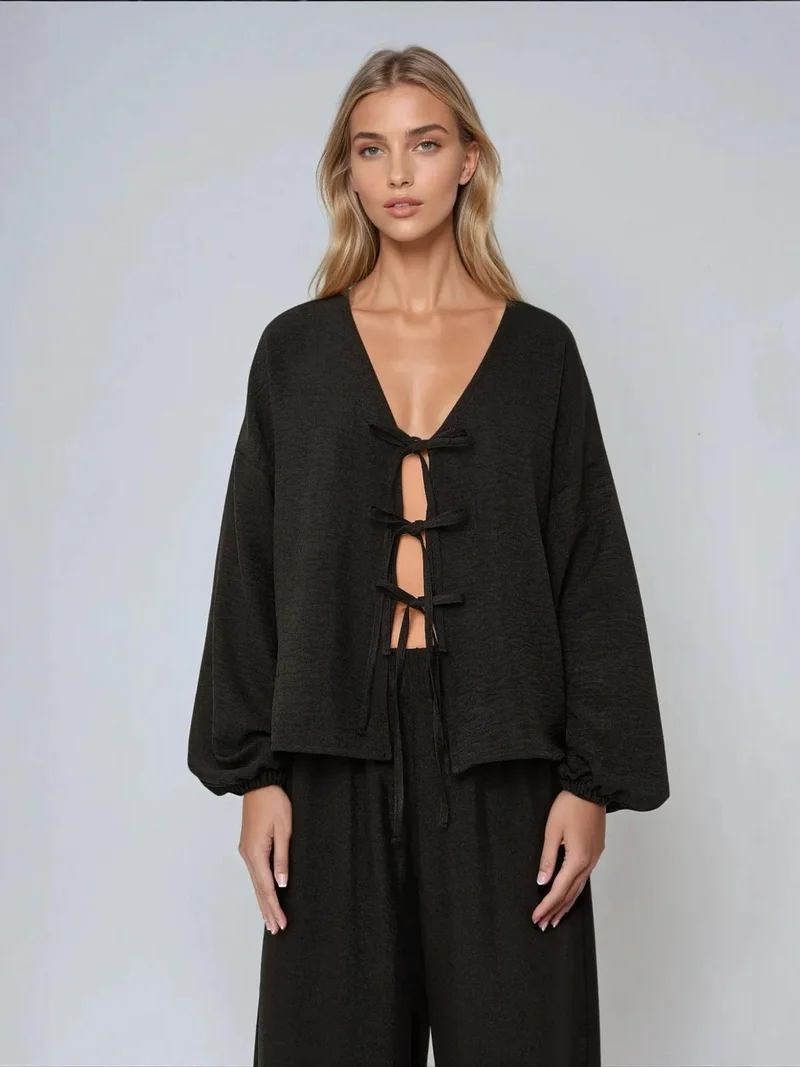 HICCUP Relaxed Fit Tie up Detail Blouse