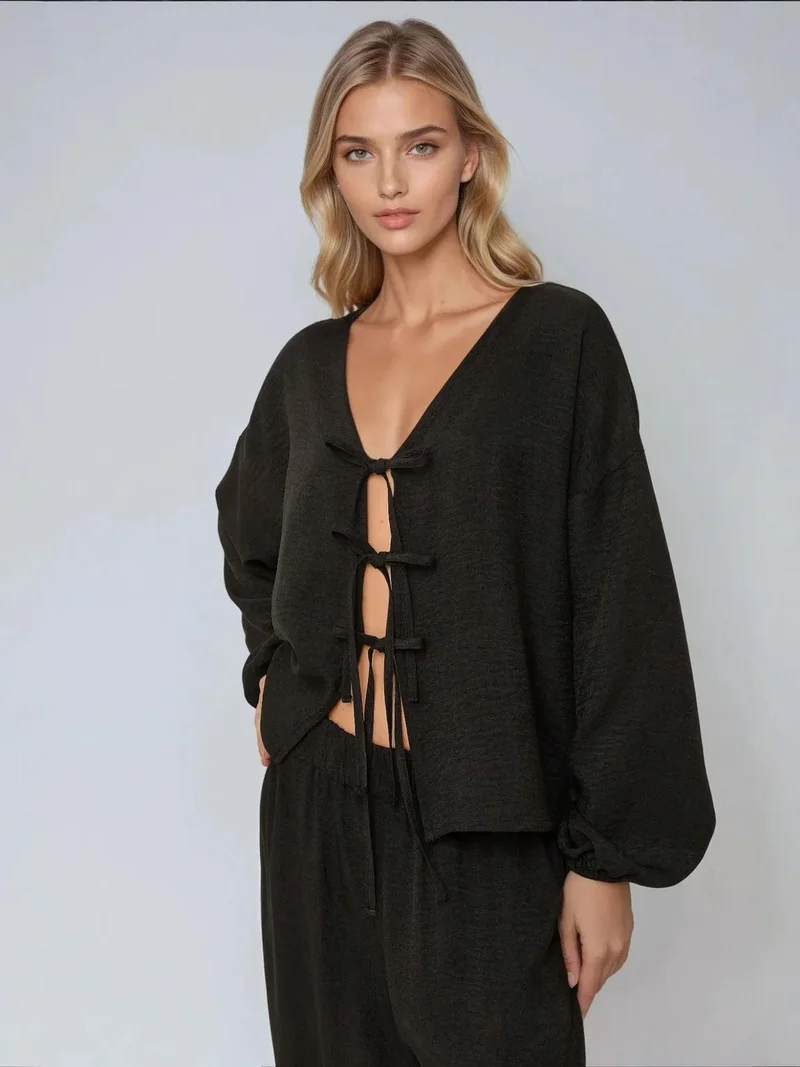 HICCUP Relaxed Fit Tie up Detail Blouse