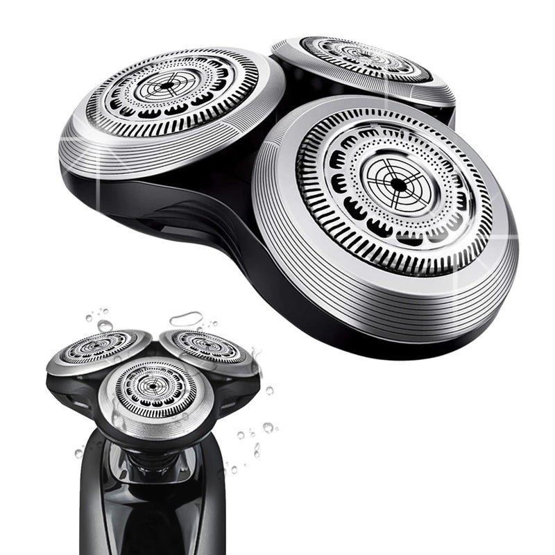 SH90 Replacement Rotary Heads for Philips Norelco Shavers Series 9000 New Version of Metal Wheel Buckle and Upgrade DoubleLayer Precision Blades