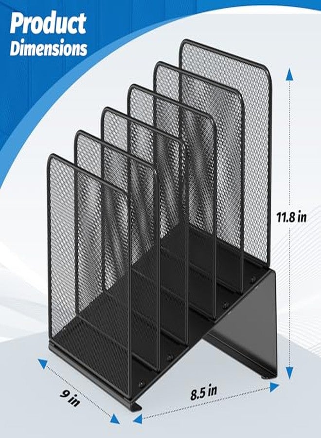 Delifox Inclined 5-Section Desk File Organizer, Vertical File Folder Holder File Sorter File Organizer for Desk Desktop Organization for Office Classroom - Image 2