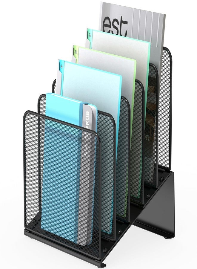 Delifox Inclined 5-Section Desk File Organizer, Vertical File Folder Holder File Sorter File Organizer for Desk Desktop Organization for Office Classroom - Image 1