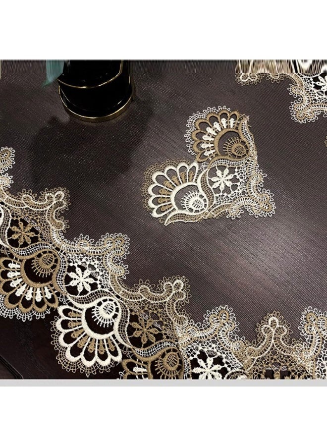 مفرش طاولة بيضاوي أنيق من الدانتيل، مقاس 50 × 110 سم - مفرش طاولة قهوة للطاولة المركزية في غرفة المعيشة - رمادي - Image 5