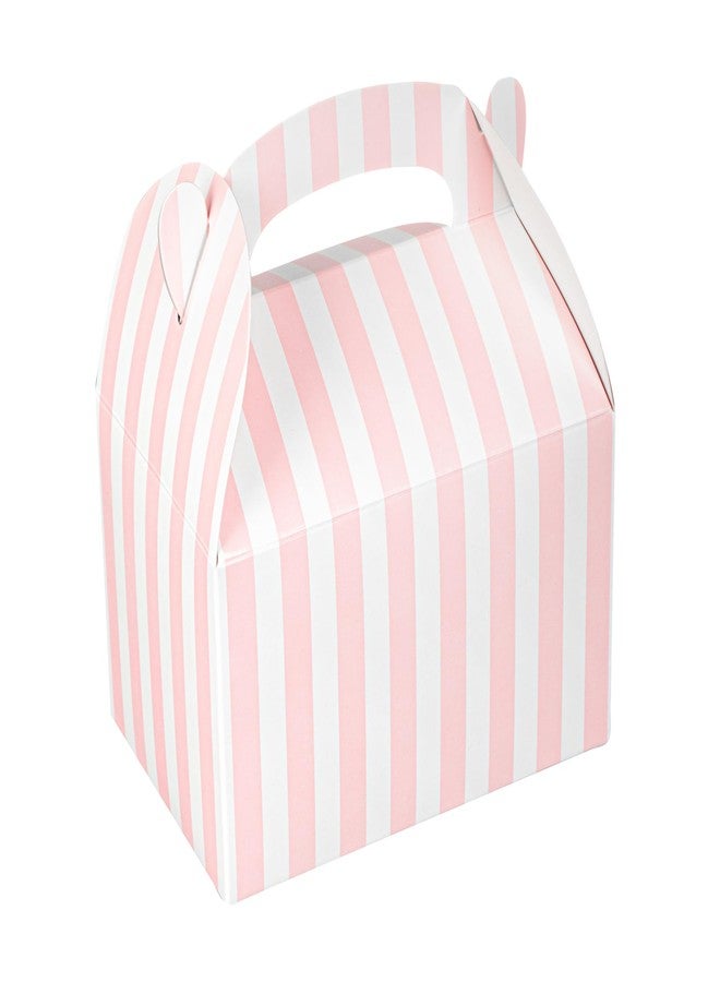 Restaurantware Bio Tek 4 x 2.5 x 2.5 Inch Gable Boxes For Party Favors, 25 Attractive Gift Boxes - Striped Pattern, Built-In Handle, Pink And White Paper Barn Boxes, Disposable, For Parties - Image 2
