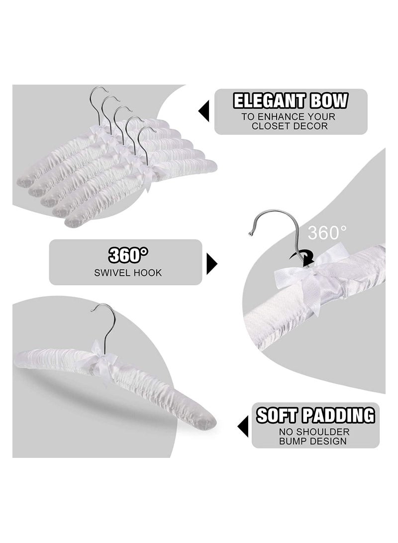 Amber Home Padded Hangers with Anti Rust 360 Degree swivel Hook for Women Clothing Anti Slip Hangers for Sweaters Dress Jackets Blouse White 5 pieces - Image 3