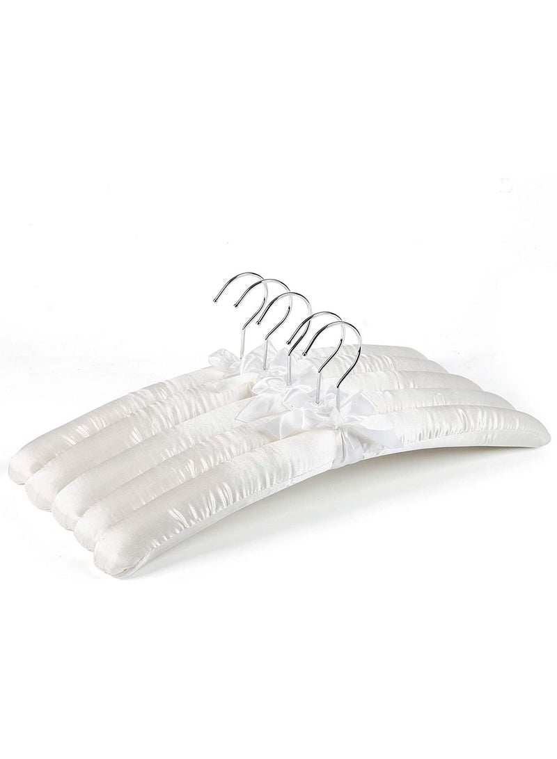 Amber Home Padded Hangers with Anti Rust 360 Degree swivel Hook for Women Clothing Anti Slip Hangers for Sweaters Dress Jackets Blouse White 5 pieces - Image 1