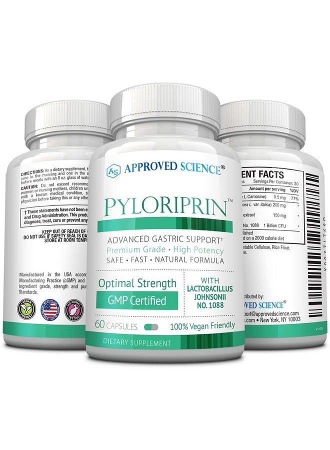 أبروفد ساينس منتج Pyloriprin المعتمد علميًا - دعم متقدم للجهاز الهضمي من أجل معدة صحية - الزنك إل كارنوزين، البروبيوتيك، براعم البروكلي، عرق السوس منزوع الجليسرين - 60 كبسولة - إمداد لمدة شهر - نباتي - Image 4