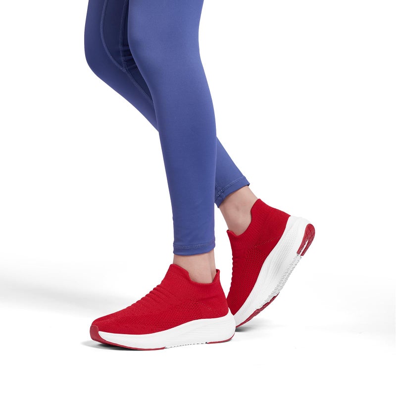 SHULOOK Womens Slip on Walking Shoes Comfort Lightweight Breathable Sock Shoe Non-Slip Mesh Casual Fashion Tennis Running Sneakers Red - Image 2
