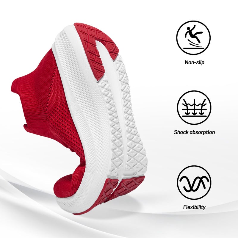 SHULOOK Womens Slip on Walking Shoes Comfort Lightweight Breathable Sock Shoe Non-Slip Mesh Casual Fashion Tennis Running Sneakers Red - Image 3